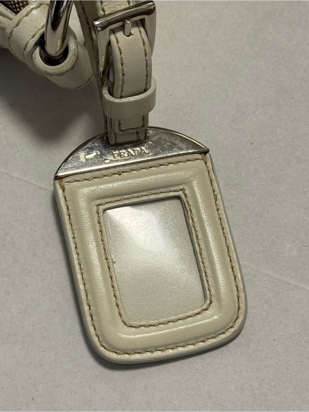Prada Milano Canvas Shoulder Bag with White Leather Trim - Picture 7 of 14